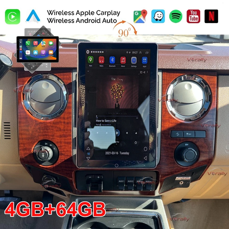 For 2006-14 Ford F-250 F-350 Super Duty Double Din Radio Rotated Stereo CarPlay - Изображение 1 из 4