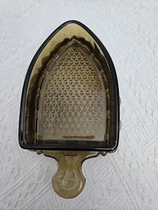 Yellow Depression Glass Iron Shaped Candy Serving Dish NO LID - Picture 1 of 4