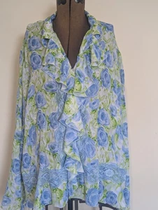 Sunny Leigh Women Ruffle Front Floral Blouse Size 2XL Lace Flowy Garden Party - Picture 1 of 15