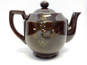 Vintage braune Betty Teekanne Moriage Emaille handbemalt Made in Japan - Bild 1 von 12