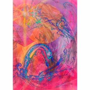 ACEO Art Card Abstract Print (2.5" x 3.5") Dragon's Tale - Signed By Artist - Imagen 1 de 7