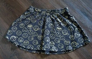 Girls SO Gray/Gold Emoji Flare Skater Skirt Size Medium (10) - Picture 1 of 3