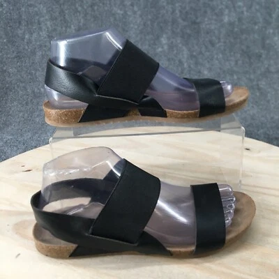 Mossimo Supply Co Sandals Womens 7.5 Open Toe Slingback Flats Black Faux Leather - Image 1 of 4