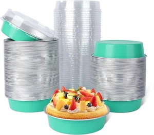 Professional Aluminum Mini Ramekins - 120 Pack 4 Inch Round Cake Containers - Picture 1 of 9