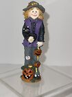 Decorative Halloween Figurine K's Collection Woman Pumpkins Cast Resin Cat