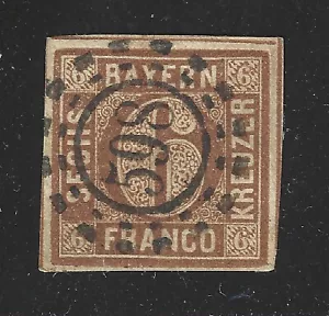 SELLO DE BAVIERA #3 -- NÚMERO 6k -- círculo roto -- 1849 -- usado - Imagen 1 de 2