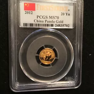 2012 China Gold Panda 20yn PCGS MS70 First Strike .999 pure Red Flag - Picture 1 of 5