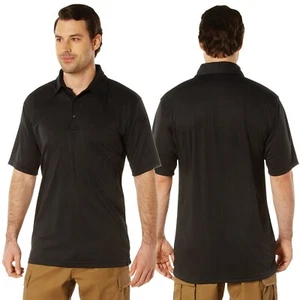 Black Tactical Performance Polo Shirt - Rothco Law Enforcement Duty Shirts - Picture 1 of 8