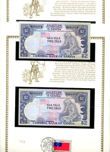 Western Samoa 2 Tala 1985 P 25 UNC w/FDI UN FLAG STAMP 2 consecutive B691074,5 - Picture 1 of 4
