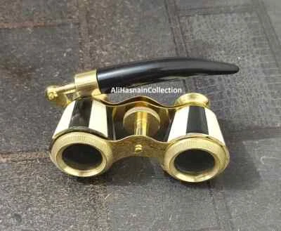 Antike Messing Operngläser Mit Perlmutt Und Griff Messingbeschläge Vintage Sc - Bild 1 von 4