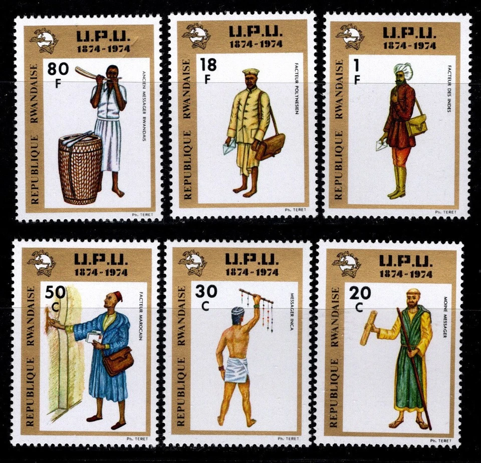 Ruanda, Sc #602-07, MNH, 1974 UPU, Messenger Monk Foto 1 de 1