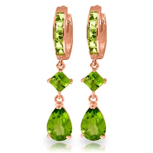 Pendientes de aro colgantes de peridoto de oro rosa macizo de 14 quilates de 5,62 quilates - Imagen 1 de 3