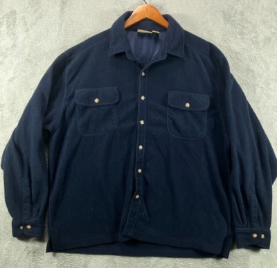 Northwest Territory Naturals Mens XL Flannel Shirt Navy Ribed Button Long Sleeve - Image 1 of 4