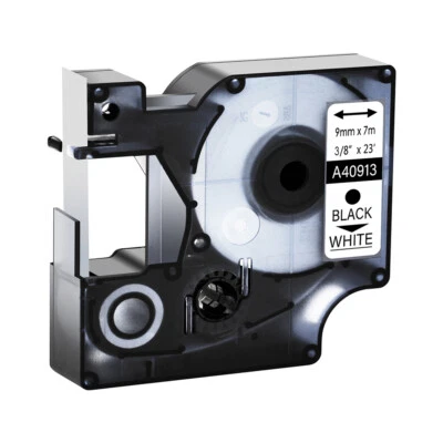 1PK 3/8"*23 ft cinta de etiquetas negra sobre blanca para Dymo D1 40913 LabelManager PC PC II Foto 1 de 4