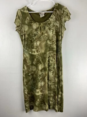 Vestido Lápiz Geométrico Verde Gasa Gloria Desteñido Vintage Y2K Talla 12/14/Mediano Foto 1 de 4