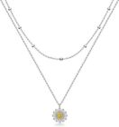 925 Sterling Silver Daisy Flower Necklace Pendant Jewelry Gift for Women