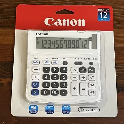 Canon TX – 220TSII Desktop 12 Digit Calculator￼ Solar Imperfect Package - Image 1 of 4