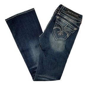 Rock Revival Jeans Low Rise Sasha Sequin Flap Pocket Bootcut Jean 26 x 34 DEFECT - Picture 1 of 8