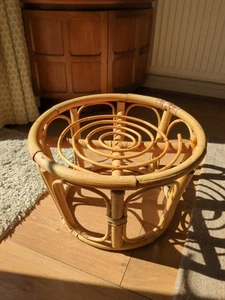 Vintage Bamboo Bentwood Rattan Footstool / Plant Stand Ottoman Retro Boho Design - Picture 1 of 8