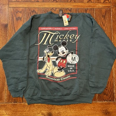 Sudadera De Colección Años 90 Disney Mickey Mouse Hecha en EE. UU. Pluto Clásica Americana Nueva Foto 1 de 4