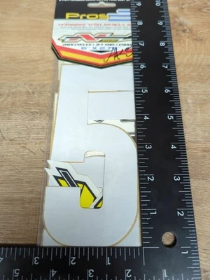 N-Style Pros3 6x2.75 Motorcycle Number Plate Stickers White #5 [3 Pack] #N003-5W - Image 1 of 4