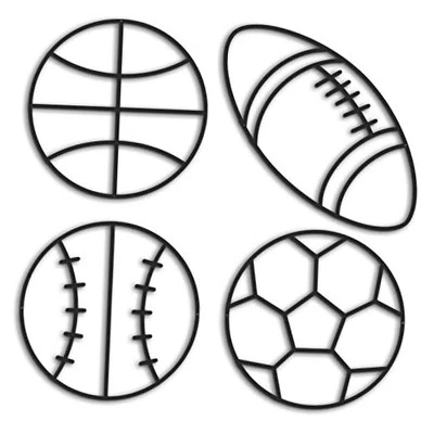 Funrous 4 Packs Sports Room Decor for Boys Metal Modern Soccer Wall Art Decor  - Image 1 of 4