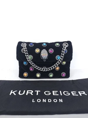 Kurt Geiger Mini Bag Womens Velvet Embellished Eagle Head Rhinestone Crossbody - Image 1 of 4