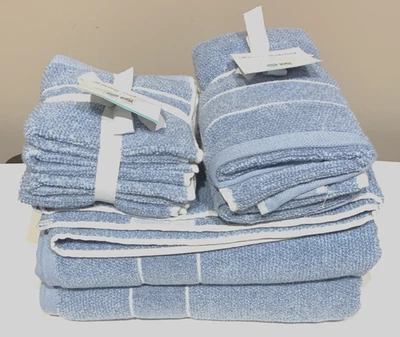 NWT SET OF 8 PC Tommy Bahama 2 Bath 2 Hand 4 Wash 100% Cotton High Tide VNB/BUL - Image 1 of 4