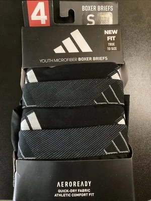 adidas Boys' New Fit Microfiber Youth Boxer Brief Underwear, 4 Pack, SMALL 6-8 - Image 1 of 2