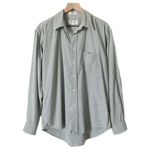 SAINT LAURENT (YSL) Camicia uomo Yves Saint Laurent Pima cotone verde quadri bottoni taglia large