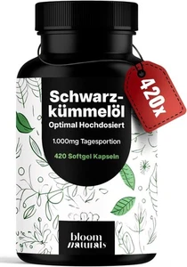 Schwarzkümmelöl Kapseln Hochdosiert – 420 Softgel – 1.000 mg...  - Bild 1 von 6