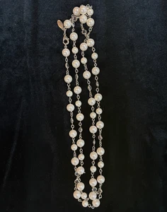 Ann Taylor Faux Perle & Kristall Halskette silberfarben 21" klassisch elegant - Bild 1 von 5