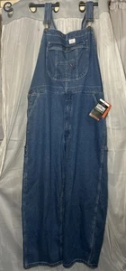 HISEA Men Denim Bib Overalls Relaxed Fit Jumpsuit Dungarees Tool Pocket 44 X 30 - Picture 1 of 7