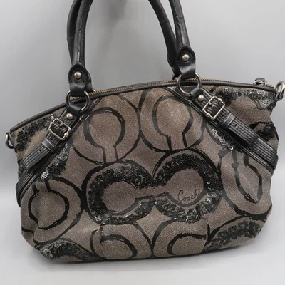 Bolso Cartera Coach Madison 15945 Op Art Sophia Negro Grafito Lentejuelas Metálico Foto 1 de 4