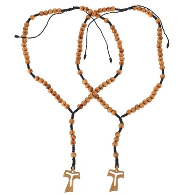  2 Pcs Holzperlen Kette Halskette Für Männer Hölzerne Perlenkette Kruzifix - Bild 1 von 4