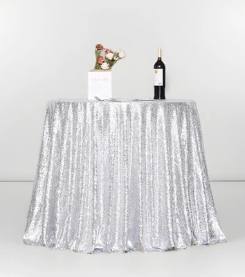 Круглые серебряные скатерти с блестками 70 дюймов для свадебного приема 3 шт. - Изображение 1 из 4