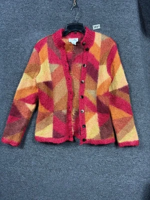 Talbots Sweater Womens Medium Geometric Mohair Blend Button Up Cardigan - Изображение 1 из 4