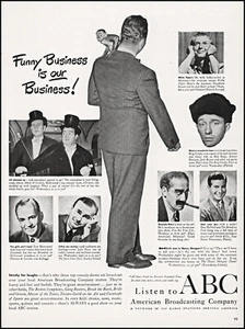1947 ABC Radio Groucho Marx ~ Abbott & Costello foto vintage anuncio impreso LA46 - Imagen 1 de 1