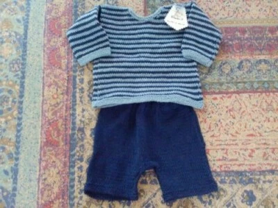 Conjunto Jersey-pantalón. Hecho a mano. Algodón Azul. 0 a 3 meses - Imagen 1 de 2