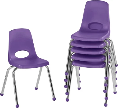 10367 Silla Apilable Escolar 16", Asiento Estudiante Apilable con Patas de Acero Cromado y  Foto 1 de 4