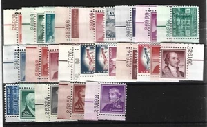 US Stamps, SC#1030-1052, Plate # Singles, MNHOG, F/VF, LIBERTY SERIES (1/2 - $1) - Picture 1 of 1