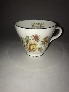 Crown Trent Fine Bone China Teacup Tea Cup-November-Flower-Staffordshire England - Picture 1 of 5