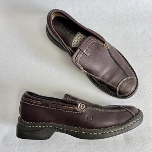 Born Womens Loafer Shoes Brown Leather Slip On Cap Toe Sz 6.5 37 - Picture 1 of 11
