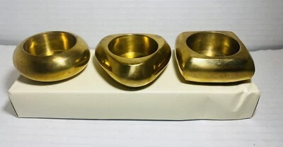 Pier 1 One Imports Oro Latón Juego de 3 Candelabros de Té Cuadrado Triángulo Círculo Foto 1 de 4