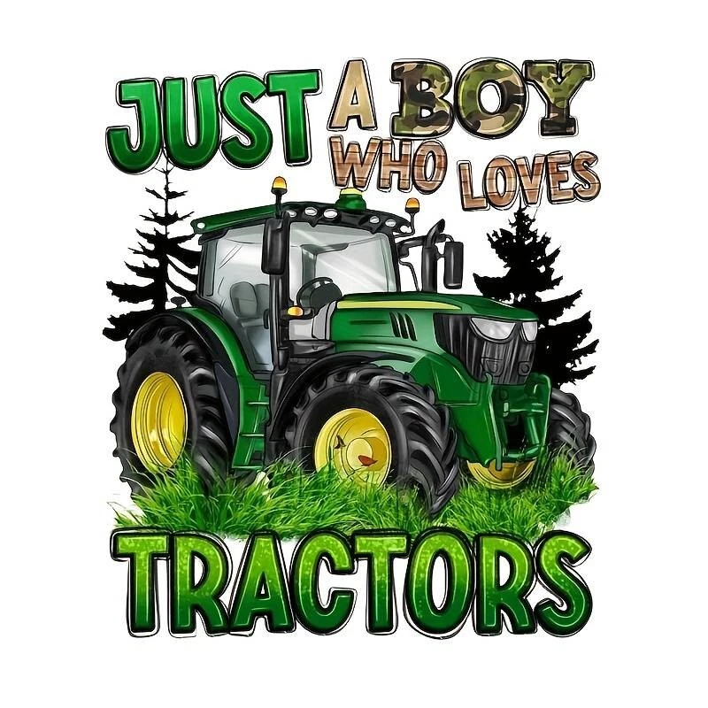 Bügelbild Bügelmotiv Traktor Trecker Trekker Grün Junge Höhe 22cm - Bild 1 von 1