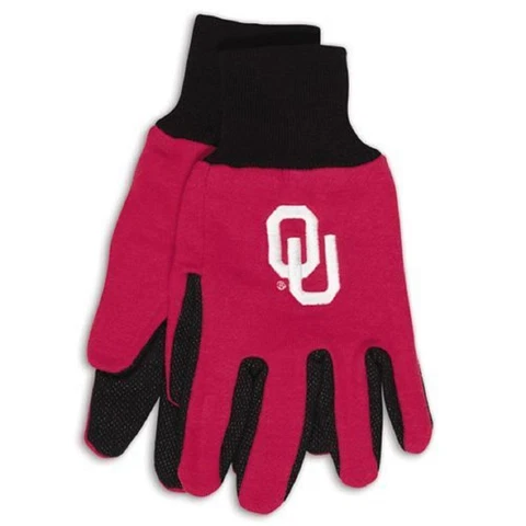 Oklahoma Sooners Two Tone Gloves - Adult Size [NEW] NCAA Work Glove Cold Cover