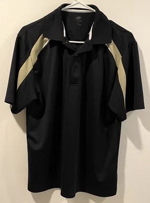 Polo de golf Top Flite de manga corta para hombre, negro talla mediana tostado/rayas blancas Foto 1 de 4