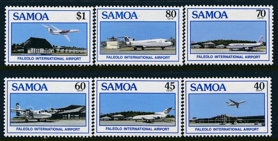 1988 SAMOA INTERNATIONAL AIRPORT CONJUNTO DE 6 EM PERFEITO ESTADO, SEM MARCA DE CHARNEIRA - Imagem 1 de 1
