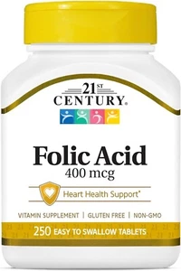 21st Century Folic Acid 400 mcg Tablets, 250 Count - Picture 1 of 7