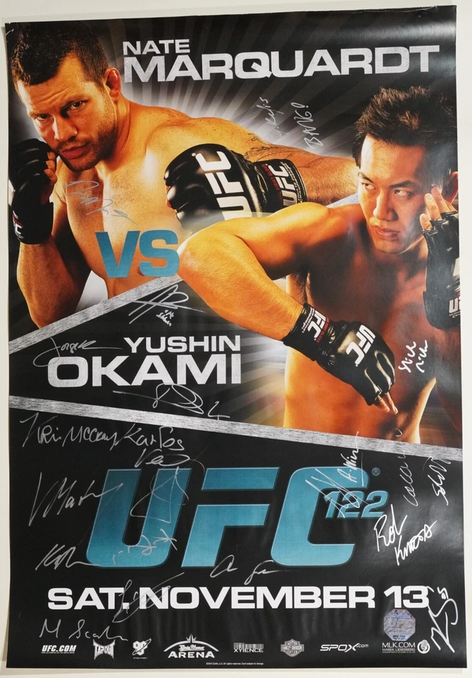 Póster firmado por tarjeta UFC 122 SBC Nate Marquardt Yushin Okami Amir Sadollah +17 SBC Foto 1 de 4